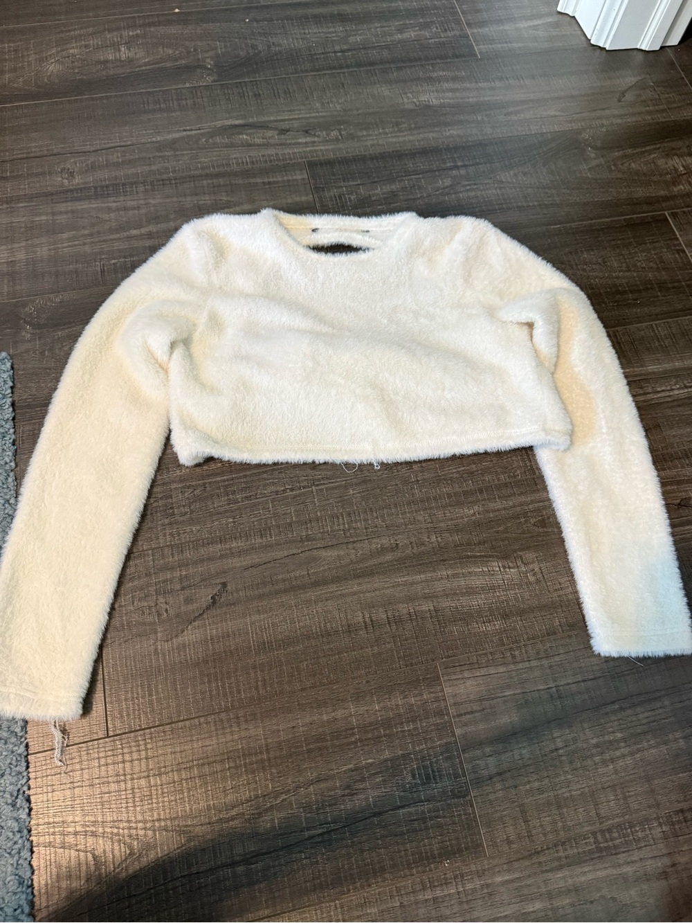 Cozy White Fuzzy Cropped Women's Top